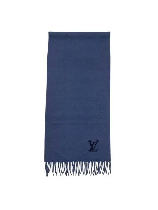 Louis Vuitton Scarf Echarpe Jeram Cashmere Logo Navy Blue - Picture 3 of 8